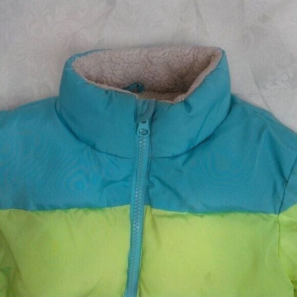 Cat & Jack Puffer Coat Jacket Girls Size XS 4/5 Purple Pink NeonYellow Blue Warm - Picture 5 of 15